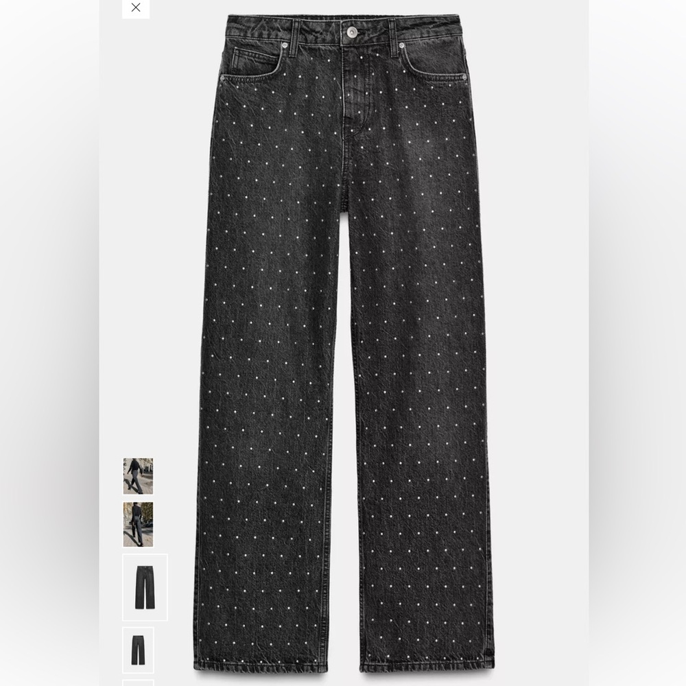 Zara Womens Black Straight Jeans with sparkle